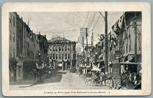 POTTSVILLE PA LOOKING UP NORWEGIAN FROM RAILROAD TO CENTRE STR ANTIQUE POSTCARD