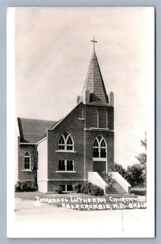 ABERCROMBIE ND IMMANUEL LUTHERAN CHURCH VINTAGE REAL PHOTO POSTCARD RPPC