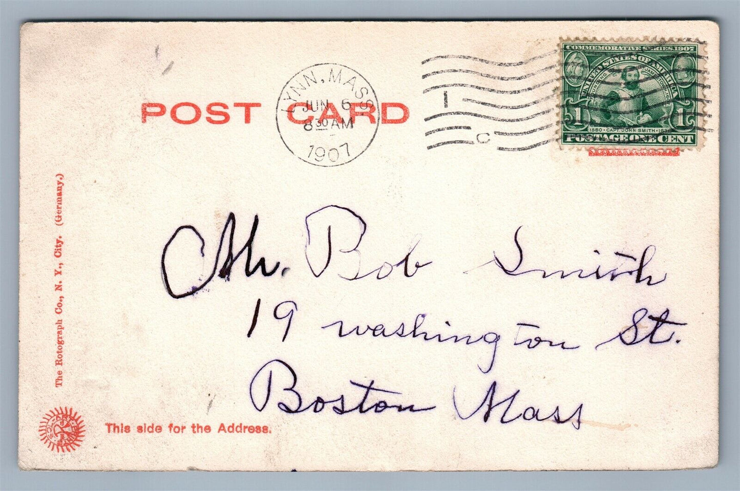 MARBLEHEAD NECK LIGHTHOUSE MA 1907 ANTIQUE POSTCARD
