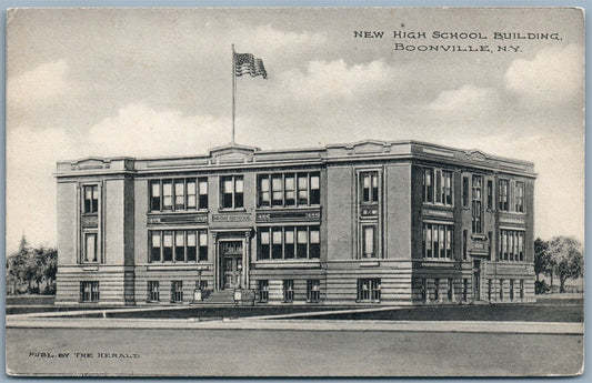 BOONVILLE NY NEW HIGH SCHOOL VINTAGE POSTCARD