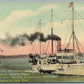 US TRAINING SHIP WOLVERINE TOWING COM. PERRY'S FLAG NIAGARA ANTIQUE POSTCARD