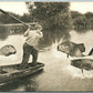 FISHING EXAGGERATED ANTIQUE POSTCARD THEY LOOK FIERGE