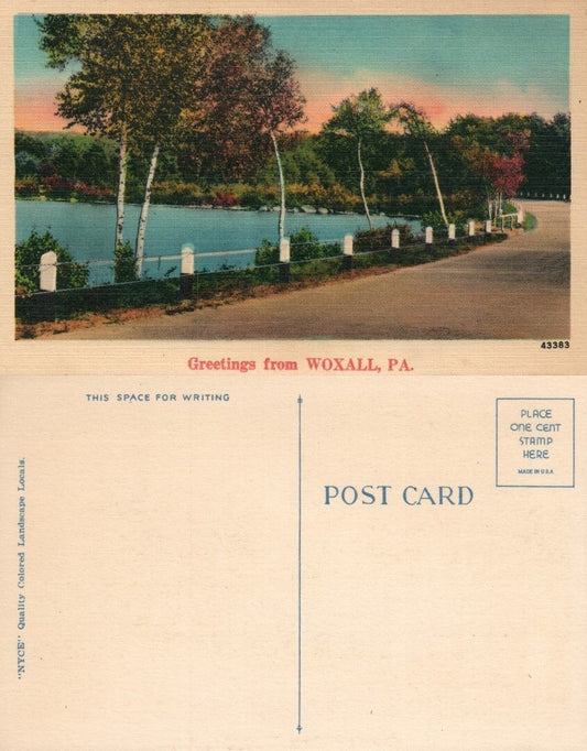GREETINGS FROM WOXALL PA VINTAGE POSTCARD