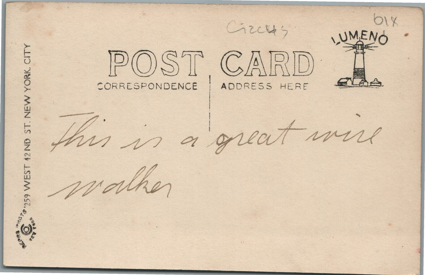 CIRCUS WIRE WALKER ANTIQUE REAL PHOTO POSTCARD RPPC
