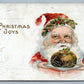 CHRISTMAS JOYS EMBOSSED ANTIQUE POSTCARD w/ SANTA