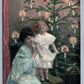 MOTHER & DAUGHTER w/ CHRISTMAS TREE ANTIQUE POSTCARD