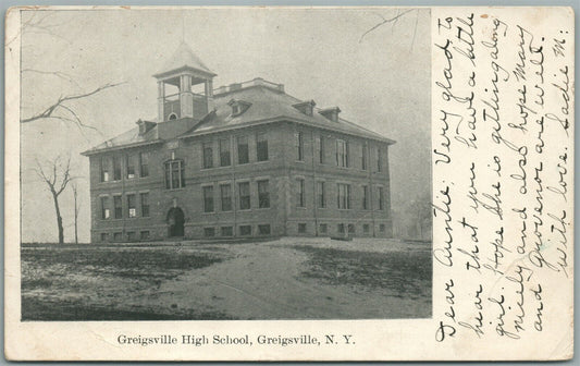 CREIGSVILLE NY HIGH SCHOOL ANTIQUE POSTCARD