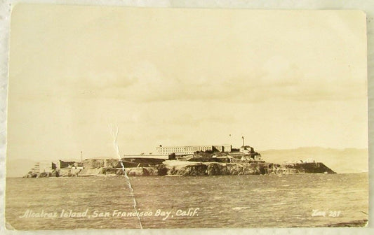 ALCATRAZ ISLAND PRISON SAN FRANCISCO BAY CA VINTAGE REAL PHOTO POSTCARD RPPC