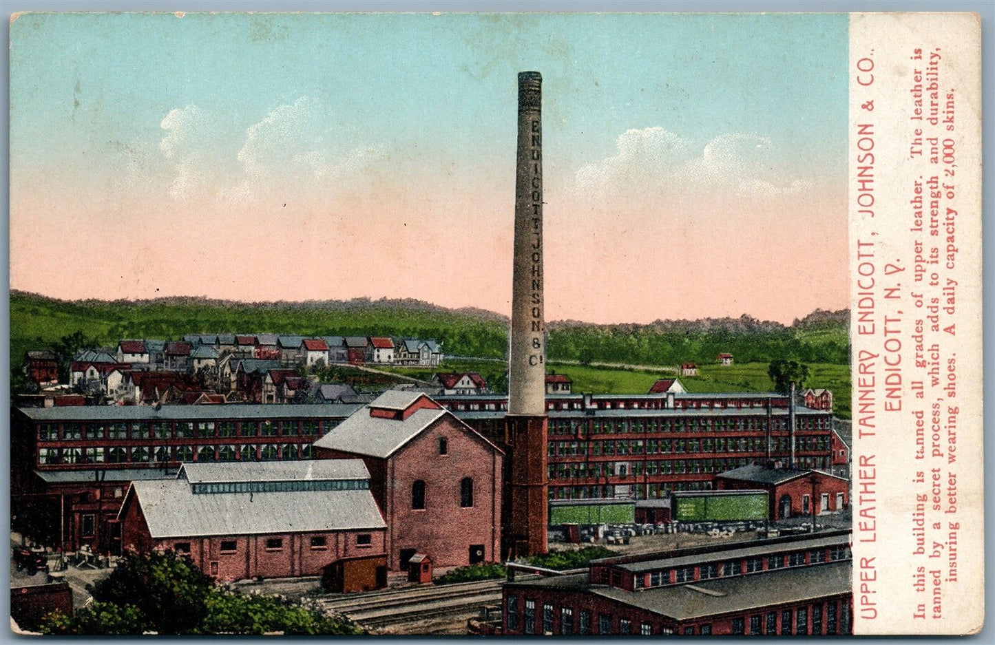 ENDICOTT NY UPPER LEATHER TANNERY ANTIQUE POSTCARD