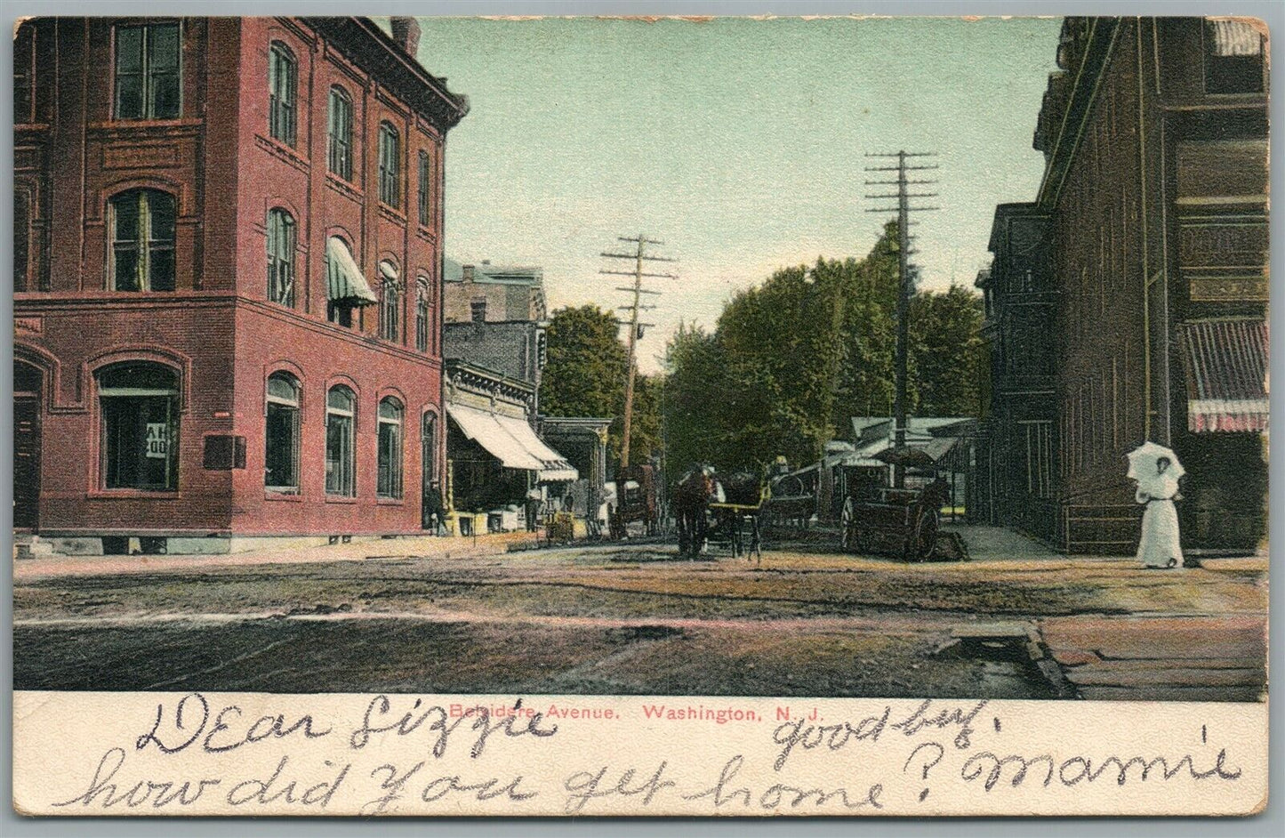 WASHINGTON NJ BELVIDERE AVENUE ANTIQUE POSTCARD