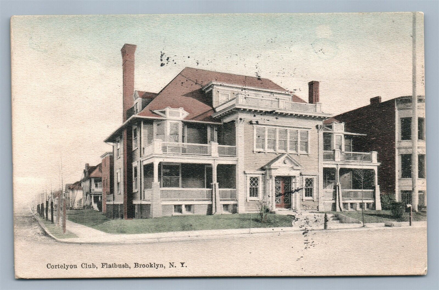 BROOKLYN NY CORTELYOU CLUB FLATBUSH ANTIQUE POSTCARD
