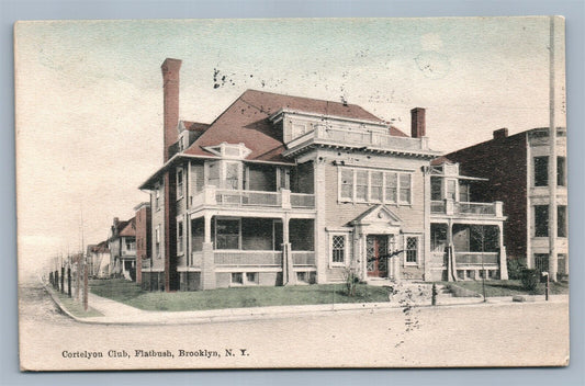 BROOKLYN NY CORTELYOU CLUB FLATBUSH ANTIQUE POSTCARD
