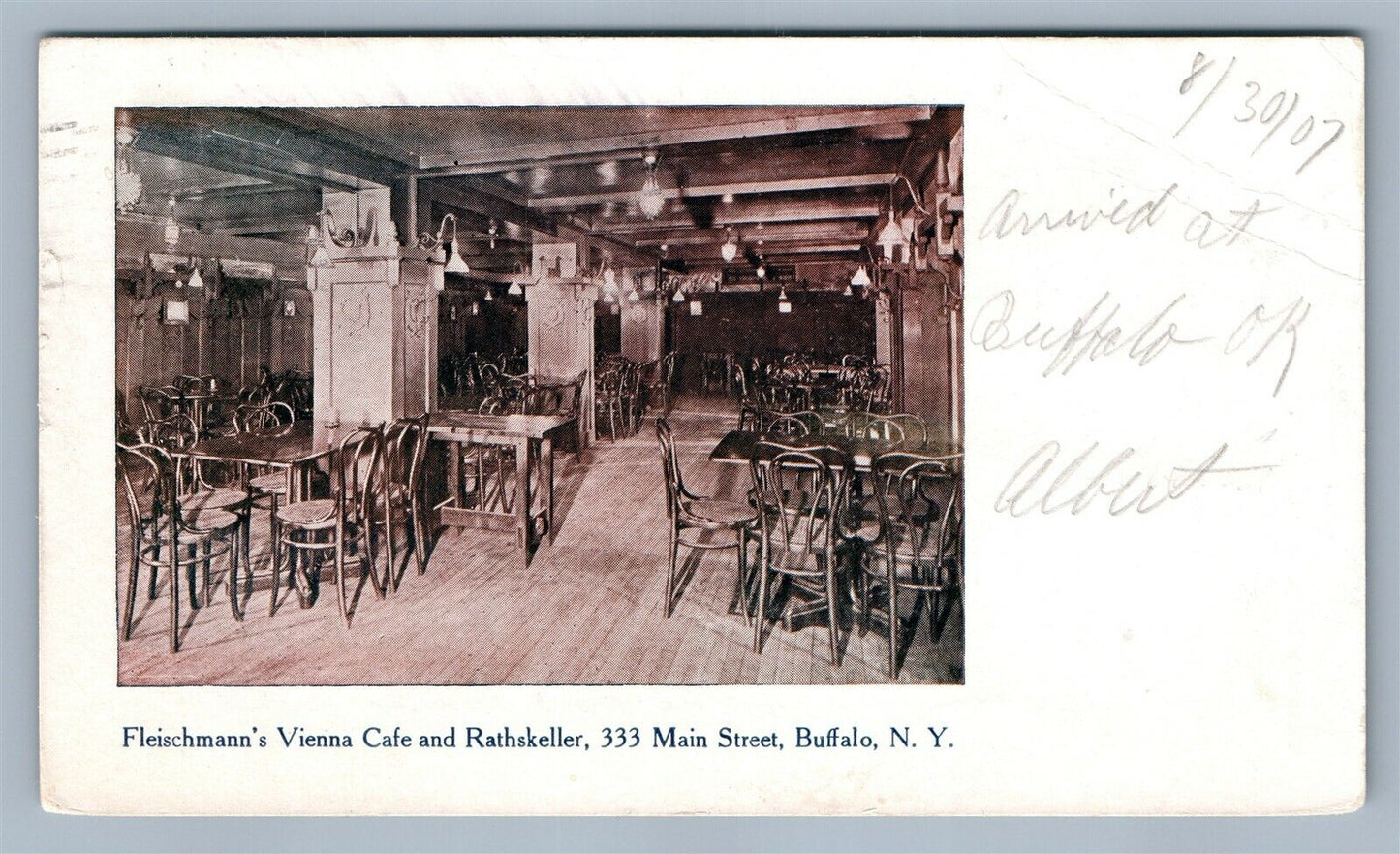 BUFFALO NY FLEISCHMANN'S VIENNA CAFE & RATHSKELLER MAIN STREET ANTIQUE POSTCARD