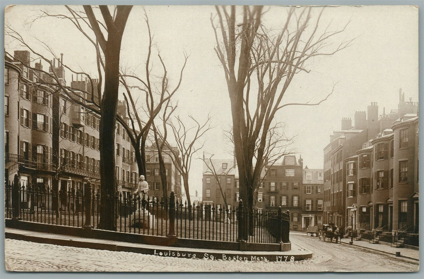 BOSTON MA LOUISBURG SQUARE ANTIQUE REAL PHOTO POSTCARD RPPC