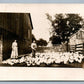 FARMING CHICKENS FEEDING ANTIQUE REAL PHOTO POSTCARD RPPC