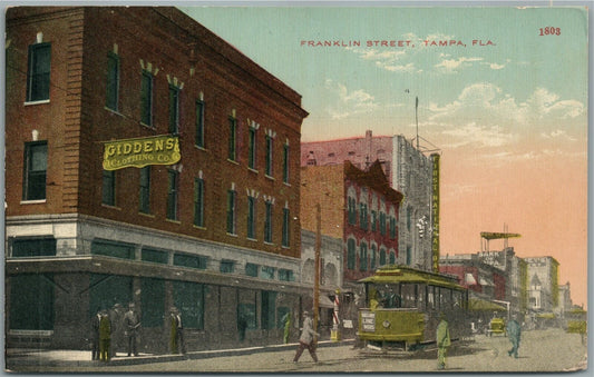 TAMPA FL FRANKLIN STREET 1911 ANTIQUE POSTCARD