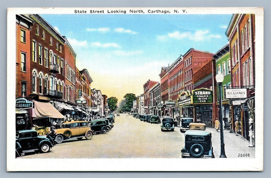 CARTHAGE NY STATE STREET LOOKING NORTH ANTIQUE POSTCARD