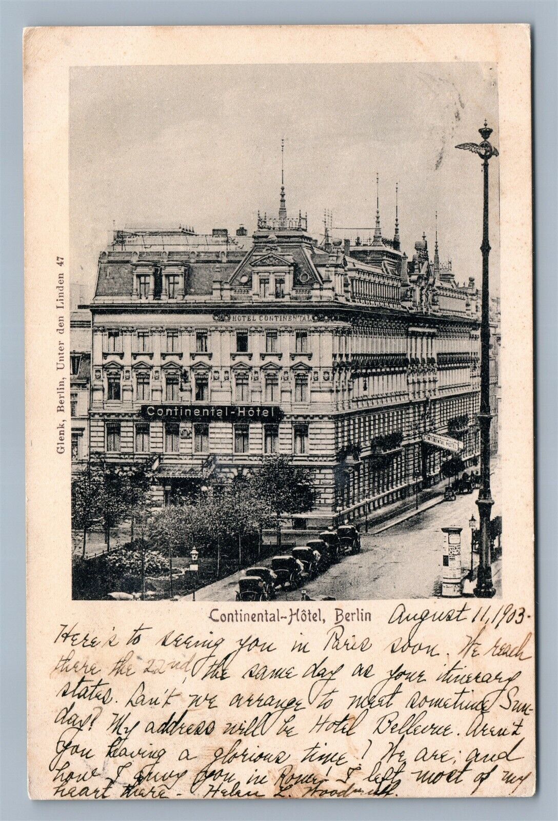 BERLIN GERMANY CONTINENTAL HOTEL ANTIQUE POSTCARD