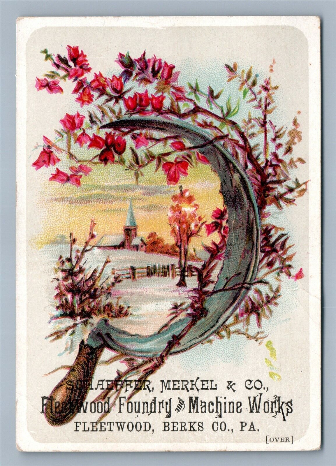 FLEETWOOD PA FOUNDRY & MACHINE WORKS VICTORIAN TRADE CARD SCHAEFFER MERKEL