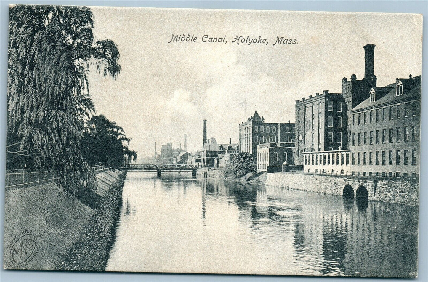 HOLYOKE MA MIDDLE CANAL ANTIQUE POSTCARD