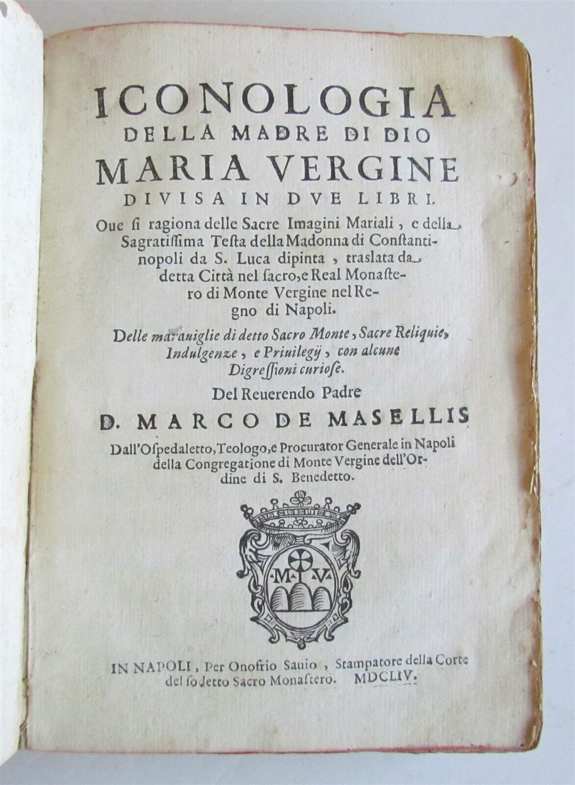 1654 ICONOLOGY of BLACK MADONNA ICON by Marco De Marsellis antique VELLUM RARE