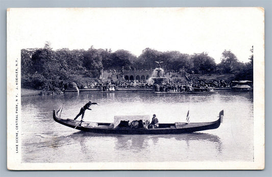 NEW YORK NY CENTRAL PARK LAKE SCENE ANTIQUE POSTCARD by J.KOEHLER
