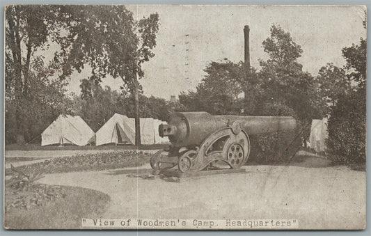 WOODMEN'S CAMP HEADQUARTERS WWI ERA ANTIQUE POSTCARD