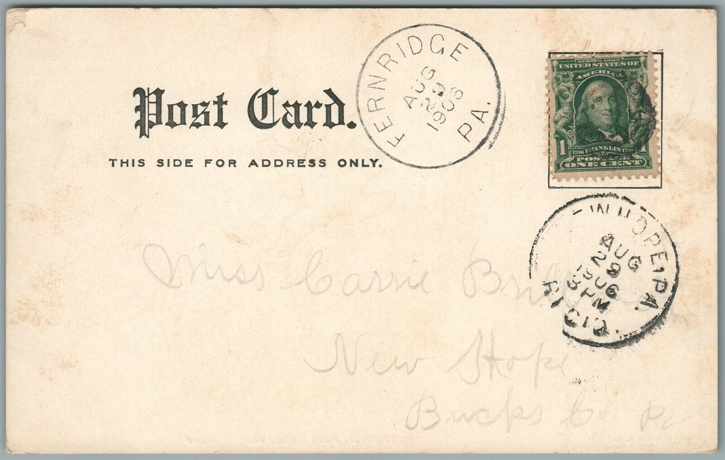 FERN BRIDGE PA POST OFFICE ANTIQUE POSTCARD