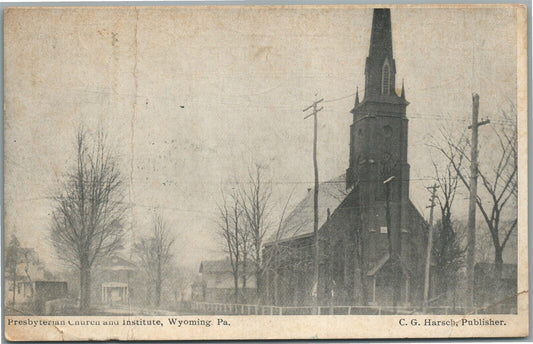 WYOMING PA PRESBYTERIAN CHURCH ANTIQUE POSTCARD