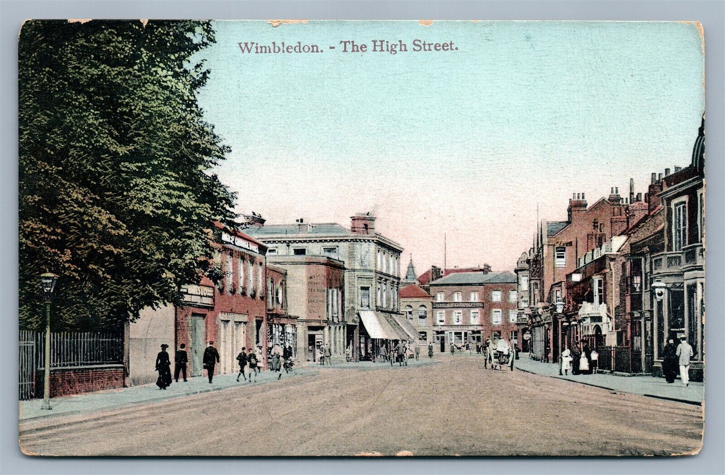 WIMBLEDON ENGLAND THE HIGH STREET ANTIQUE POSTCARD