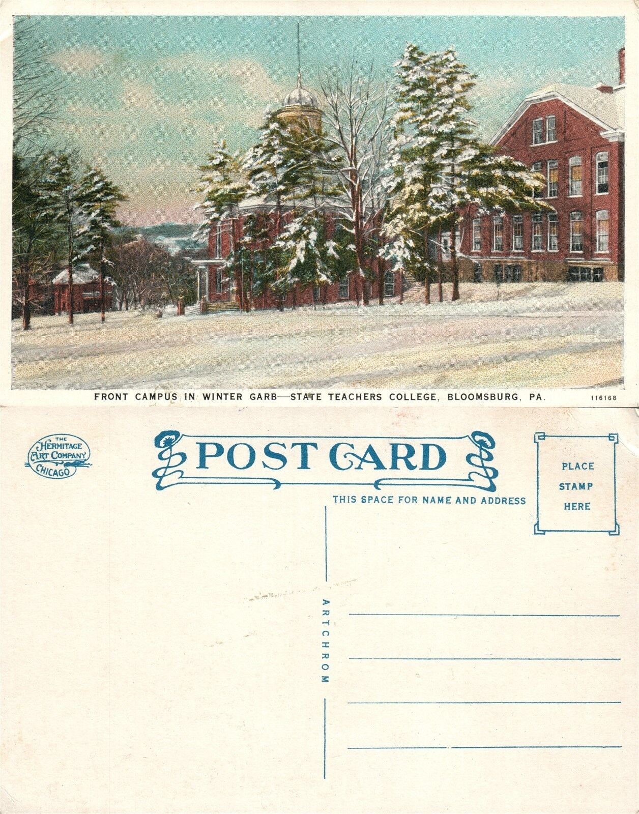 BLOOMSBURG PA STATE TEACHERS HOUSE ANTIQUE POSTCARD