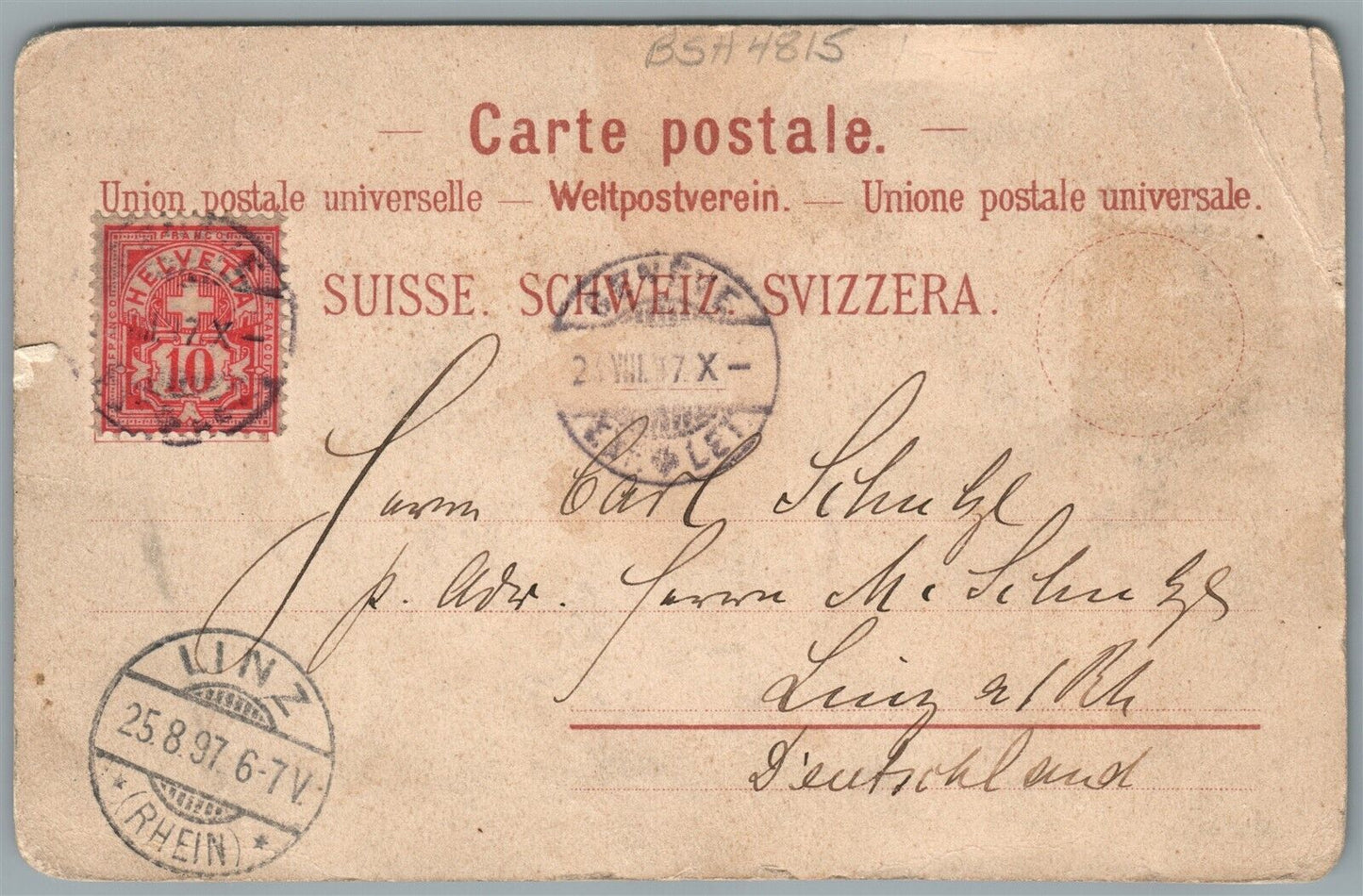 SWITZERLAND SOUVENIRE DE GENEVA ANTIQUE POSTCARD