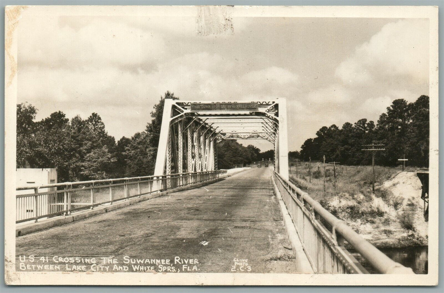 LAKE CITY & WHITE SPRINGS FL SUWANNEE BRIDGE VINTAGE REAL PHOTO POSTCARD RPPC