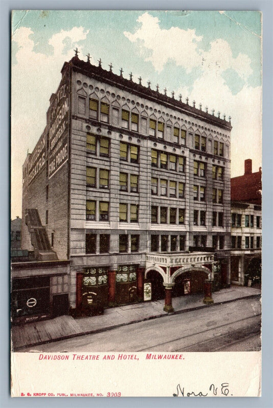 MILWAUKEE WI DAVIDSON THEATRE & HOTEL 1907 ANTIQUE POSTCARD