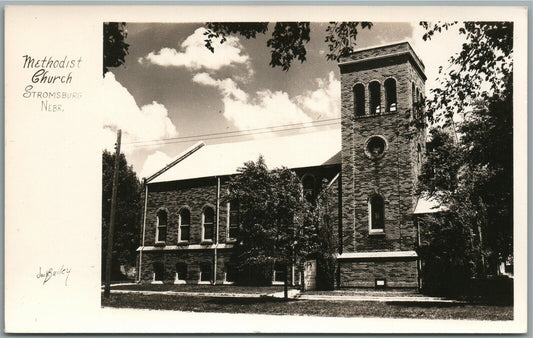 STROMSBURG NE METHODIST CHURCH ANTIQUE REAL PHOTO POSTCARD RPPC