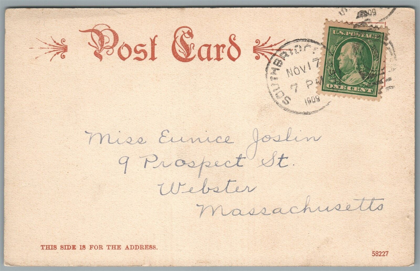 SOUTHBRIDGE MA EAST MAIN STREET ANTIQUE POSTCARD