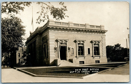 BATTLE CREEK MI POST OFFICE ANTIQUE REAL PHOTO POSTCARD RPPC