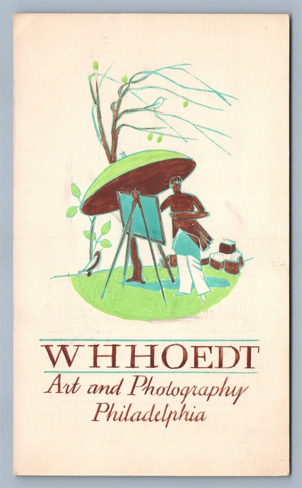 PHILADELPHIA PA ART & PHOTOGRAPHY ADVERTISING VINTAGE HAND DRAWN POSTCARD