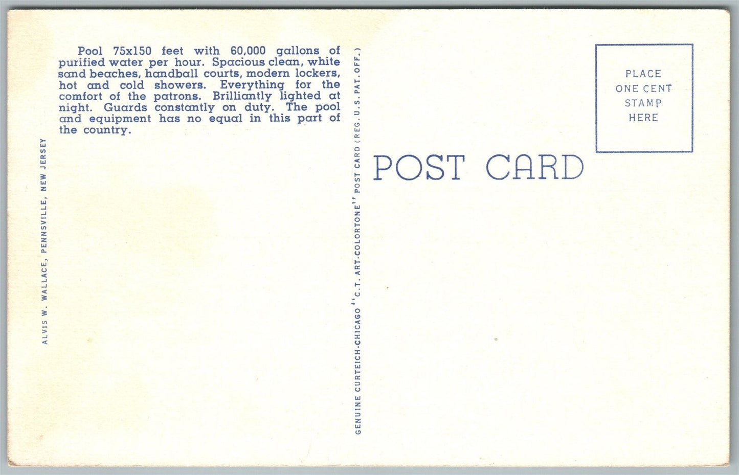PENNSVILLE NJ SWIMMING POOL RIVERVIEW BEACH VINTAGE POSTCARD