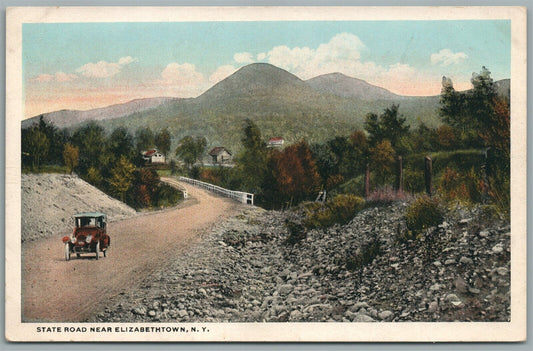 ELIZABETHTOWN NY STREET ROAD ANTIQUE POSTCARD