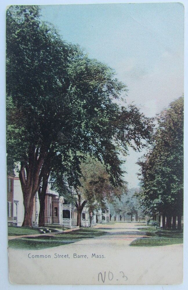 VINTAGE POSTCARD COMMON STREET BARRE MASSACHUSETTS