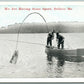 EXAGGERATED FISHING ANTIQUE POSTCARD FREAK FISH