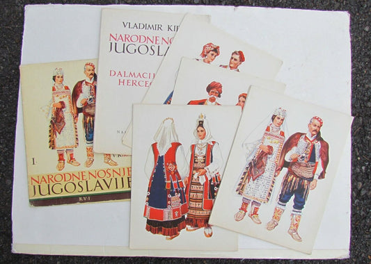 YUGOSLAVIAN COSTUMES VINTAGE 15 color PLATES SET w/ FOLDER