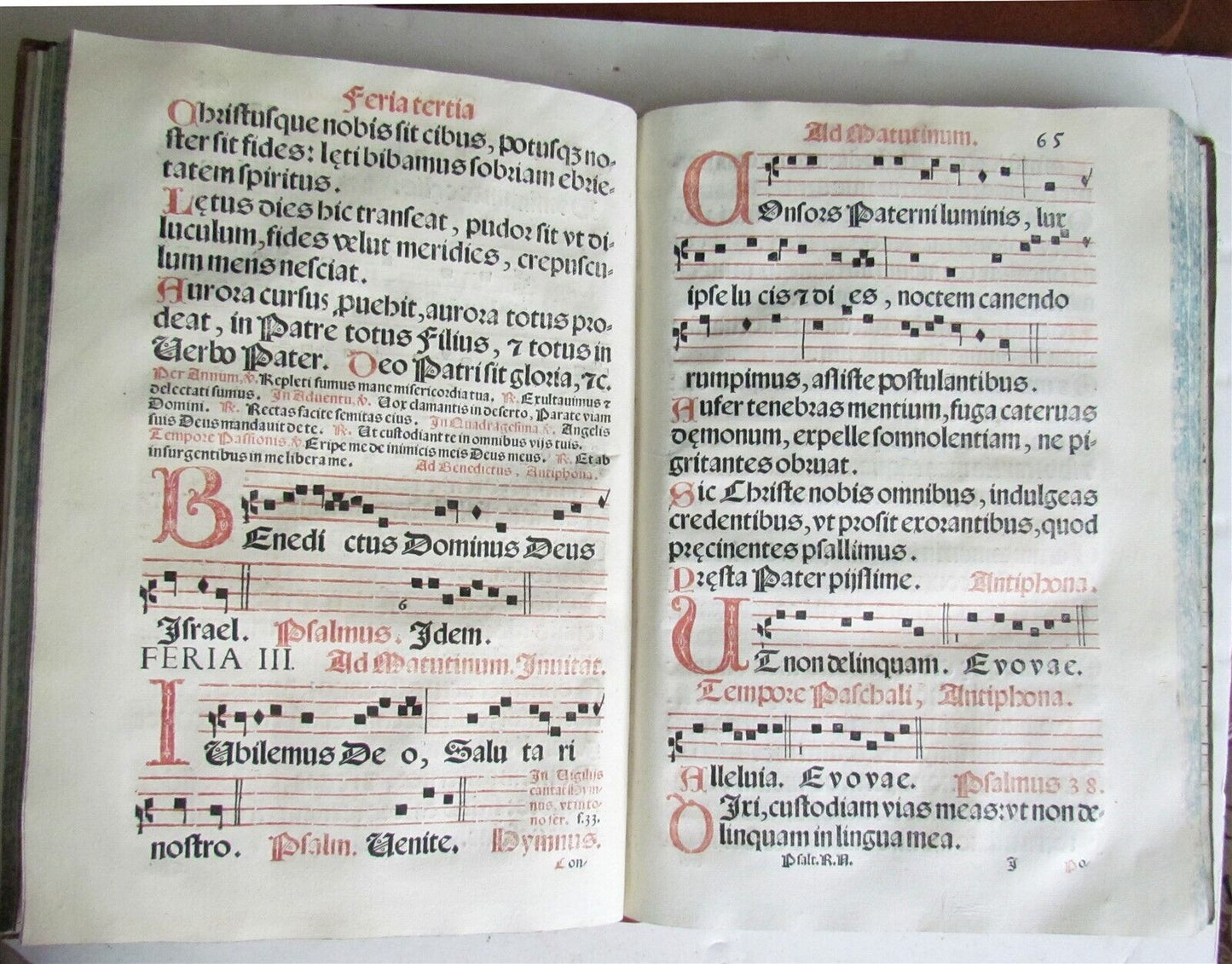 1621 PSALTERIUM ROMANUM antique MISSAL ANTIPHONAL FOLIO 11x6" w/ musical notes