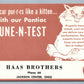 JACKSON CENTER OH HAAS BROTHERS PONTIAC TEST ADVERTISING VINTAGE POSTCARD w/ CAT