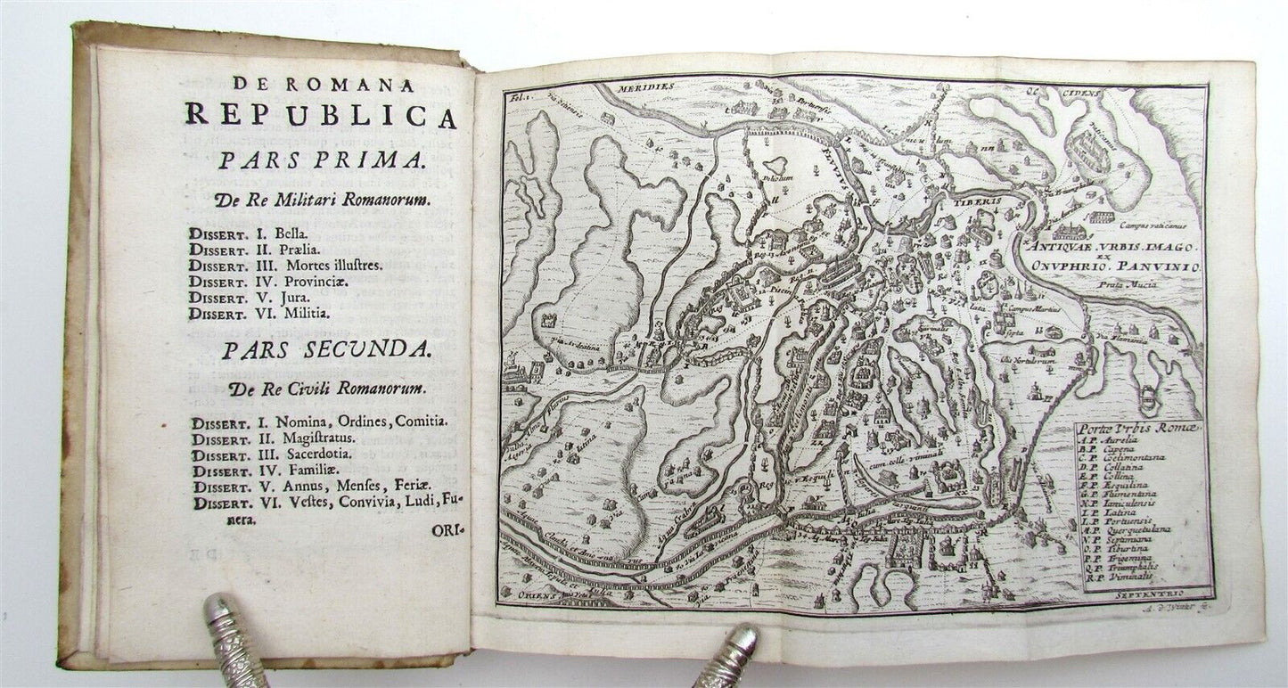 1696 De Romana Republica by Petro Cantelio ILLUSTRATED antique ARMORIAL VELLUM