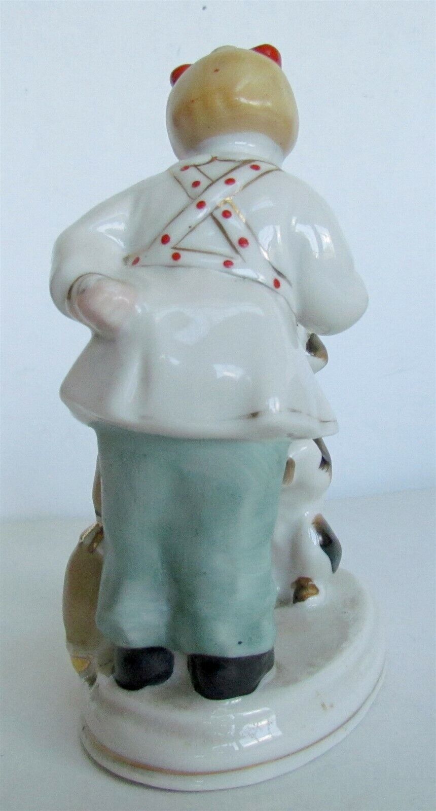 RUSSIAN 1950s PORCELAIN FIGURE GIRL w/ DOG & DOLL vintage