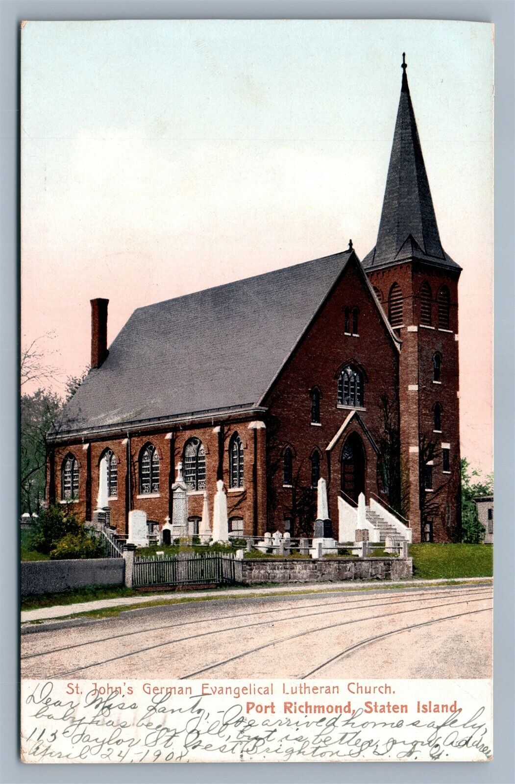 PORT RICHMOND STATEN ISLAND NY ST.JOHN'S GERMAN CHURCH ANTIQUE POSTCARD