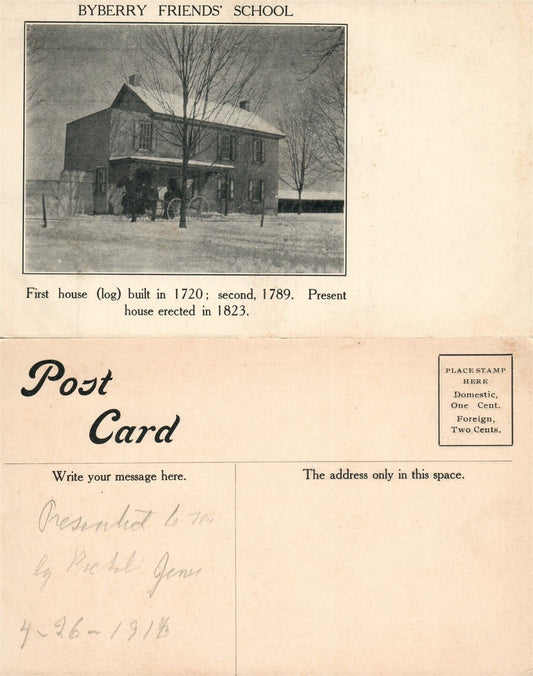 BYBERRY PA FRIENDS' SCHOOL ANTIQUE POSTCARD