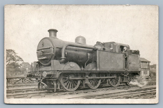 CNR HIGH BARNET TRAIN ANTIQUE REAL PHOTO POSTCARD RPPC railroad railway